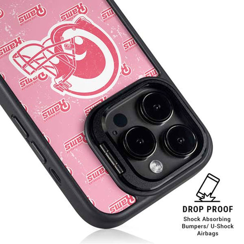 NFL Los Angeles Rams Pink Logo Blast iPhone 14 Pro Kickstand Case
